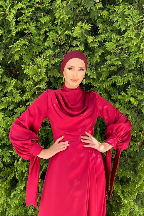 فستان الفيرا النبيذ الملون للملابس الاسلامية للسهرات